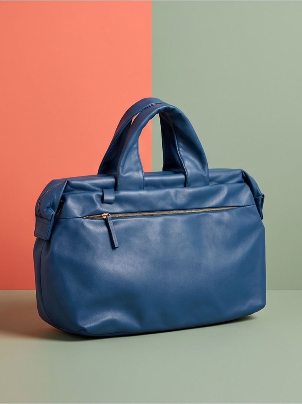 Alberta Di Canio Royal Blue Leather Purse or Laptop Bag - Has Minor Flaws